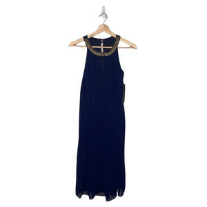 NEW Scarlett Swing Dress Womens 6 Navy Blue Sleeveless Embellished‎ Scoop Neck